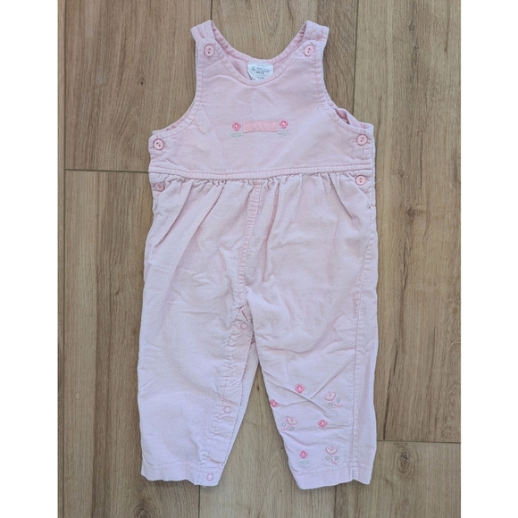 Vintage Light Pink Courdory Embroidered Baby Overalls - Picture 1 of 5